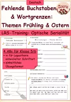 Vorschau - Arbeitsblätter - LRS ABs - Fehlende Buchstaben & Wortgrenzen (Frühling & Ostern) - Deckblatt