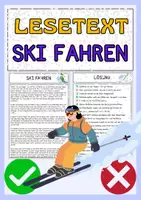 Vorschau - Arbeitsblätter - Ski fahren - Lesetext mit Fragen + Lösung - Deckblatt