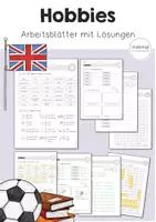 Vorschau - Arbeitsblätter - Hobbies: Arbeitsblätter mit Lösung (free time activities) - Deckblatt