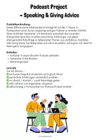 Vorschau - Arbeitsblätter - Podcast Project – Speaking & Giving Advice - Deckblatt