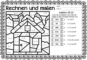 Vorschau - Stationenlernen - Rechen-Mal-Blätter - Addition ZR 20 (Winter) - Seite 2