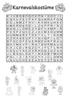 Vorschau - Arbeitsblätter - Suchsel Kostüme – Lesen & Wörter finden | Fasching | 1./2. Klasse - Seite 1
