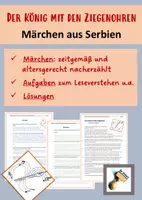 Vorschau - Arbeitsblätter - Märchen: "Der König mit den Ziegenohren" (aus Serbien) Leseverstehen & Aufgaben | LÖSUNGEN | Deutsch Klasse 5 - Deckblatt