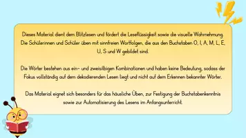 Vorschau - Fördermaterial/Inklusion - Blitzlesen O, I, A, M, L, E, U, S, W - 1-4 Silben - Seite 2