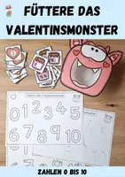 Vorschau - Arbeitsblätter - Füttere das Valentinsmonster – Zahlenraum 0-10 | Hands-On Lernspiel Vorschule & 1. Klasse - Deckblatt
