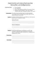 Vorschau - Experimente - Schülerexperiment zum Thema Reinstoffe und Stoffgemische - Deckblatt