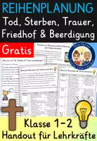 Vorschau - Stundenentwürfe - Tod und Sterben MATERIALPAKET Klasse 1 und 2 Religion Ethik - Seite 1