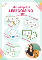 Vorschau - Spiele - Materialpaket Lesedomino Tiere (auch in Silbenschrift) - Deckblatt