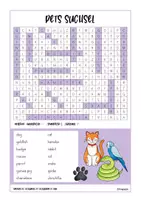 Vorschau - Arbeitsblätter - Pets Suchsel / Animals - Deckblatt