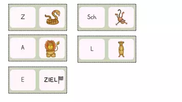 Vorschau - Spiele - Lesedomino "Safari-Tiere" - Anlaute, Wörter, Silbenschrift - Seite 2