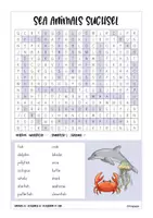Vorschau - Arbeitsblätter - Sea Animals / Suchsel - Deckblatt