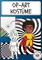 Vorschau - Arbeitsblätter - Karneval Kunstprojekt Op-Art Kostüme Karneval Ausmalbilder - Deckblatt