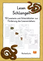 Vorschau - Arbeitsblätter - Lesen: Schlangen - Leseverstehen - Deckblatt