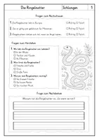 Vorschau - Arbeitsblätter - Lesen: Schlangen - Leseverstehen - Seite 3