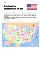 Vorschau - Arbeitsblätter - Bundesstaaten der USA – Recherchearbeitsblatt mit Karte - Seite 1