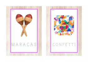 Vista previa - Tarjetas / Manipulativos - INGLÉS - Vocabulario letra MAYÚSCULA punteada (carnaval) - página 1