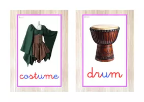 Vista previa - Tarjetas / Manipulativos - INGLÉS - Vocabulario letra minúscula ligada (carnaval) - página 2