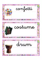 Vista previa - Tarjetas / Manipulativos - INGLÉS - Lecto-escritura minúscula ligada (carnaval) - página 1