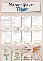 Vorschau - Arbeitsblätter - Tiger Lesetext mit Fragen + Lösungen Leseverstehen Wortspeicher didaktische Reserve Lesen Leseverständnis - Deckblatt