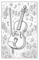 Vorschau - Mal- und Bastelvorlagen - Ausmalbilder Streichinstrumente Cello Geige Kontrabaß - Seite 1
