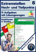 Vorschau - Arbeitsblätter - Extremstellen Fkt. 4. Grades | 38 Aufgaben + Lösungen kaufen - Seite 1