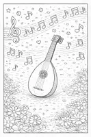 Vorschau - Mal- und Bastelvorlagen - Ausmalbilder Zupfinstrumente Gitarre Harfe Ukulele - Seite 3