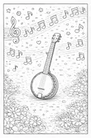 Vorschau - Mal- und Bastelvorlagen - Ausmalbilder Zupfinstrumente Gitarre Harfe Ukulele - Seite 1