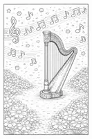 Vorschau - Mal- und Bastelvorlagen - Ausmalbilder Zupfinstrumente Gitarre Harfe Ukulele - Deckblatt