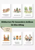 Vorschau - Poster - Bildkarten Kita Kindergarten für besondere Anlässe | Morgenkreis Karten Kita DIN-A6-Format - Deckblatt