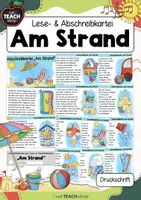Vorschau - Aufgabenkarten - Am Strand - Lese- & Abschreibkartei - Druckschrift - Deckblatt