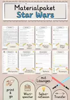 Vorschau - Arbeitsblätter - Star Wars Lesetext mit Fragen + Lösungen Leseverstehen Wortspeicher didaktische Reserve Lesen Leseverständnis - Deckblatt