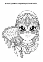 Vorschau - Mal- und Bastelvorlagen - Malvorlagen Fasching 3 komplexere Masken - Seite 3
