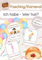 Vorschau - Spiele - DaZ - Fasching/Karneval - Ich habe ... wer hat...? - Deckblatt