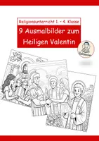 Vorschau - Mal- und Bastelvorlagen - Ausmalbilder zum Valentinstag / Hl. Valentin - Deckblatt