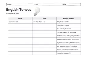 Vorschau - Unterrichtsreihen - English Tenses Exercises: Grammar (English) - Seite 1