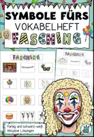 Vorschau - selbst erstellte Cliparts/Grafiken - Symbole fürs Vokabelheft "Fasching / Karneval" DaZ / DaF / Deutsch - Deckblatt