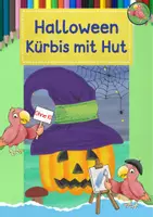 Vorschau - Mal- und Bastelvorlagen - Kunst Halloween, Kürbis mit Hut, Herbst - Deckblatt