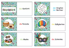 Vorschau - Spiele - Domino "Fasching / Karneval" Deutsch / DaZ / DaF - Seite 1