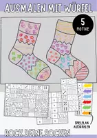 Vorschau - Mal- und Bastelvorlagen - Ausmalen mit Würfel - Rock deine Socken - Deckblatt