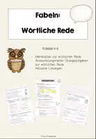 Vorschau - Arbeitsblätter - Wörtliche Rede in Fabeln - Deckblatt