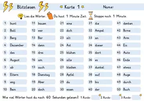 Vorschau - Arbeitsblätter - Blitzlesen | 500 häufige Wörter | Deutsch 1. Klasse | Lesetraining | Lesetempotraining - Seite 1