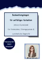 Vorschau - Fördermaterial/Inklusion - Beobachtungsbogen für auffälliges Verhalten inklusiv & praxisnah - Deckblatt
