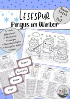 Vorschau - Arbeitsblätter - Lesespur: Pingus im Winter mit Suchsel. Klasse 1, 2, 3 und DaZ.
5- fach differenziert mit Zusatzmaterial. Leseverständnis - Deckblatt