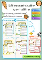 Vorschau - Arbeitsblätter - Grundrechenarten - Das große Mathe Übungspaket - Differenzierung -> ADDIEREN, SUBTRAHIEREN, DIVIDIEREN und MULTIPLIZIEREN - (Klasse 3–4) - Deckblatt