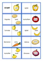 Vorschau - Spiele - Obst und Gemüse | Spiel | Domino mit Singular und Plural - Seite 1