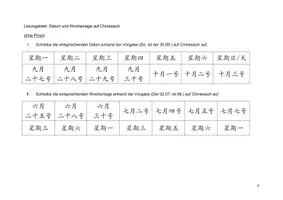 Vorschau - Arbeitsblätter - Datum und Wochentage auf Chinesisch - Seite 3
