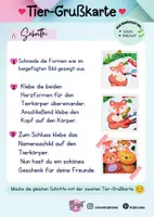 Vorschau - Arbeitsblätter - Tier-Grußkarte basteln – Bastelmaterial für Kindergarten - Seite 1