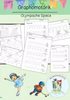 Vorschau - Arbeitsblätter - Graphomotorik / Olympische Winterspiele / Schwungübung / GS / KITA - Deckblatt