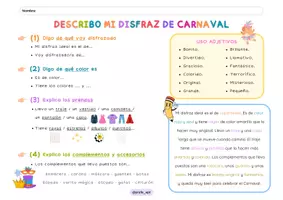 Vista previa - Hojas de trabajo - Guía para describir un disfraz de Carnaval - página 2