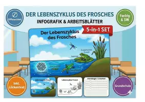 Vorschau - Arbeitsblätter - Lebenszyklus Frosch - Deckblatt